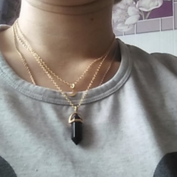 SOLD choker Double Moon Pendant Neckalce chain - Picture 3 of 8